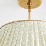 LEE RUCHED PRINTED BRASS FLUSH MOUNT PENDANT IRENA NEUTRAL FLORAL PRINT