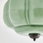 THE ELOISE SCALLOP MILK GLASS FLUSH MOUNT CEILING LIGHT GREEN BLACK