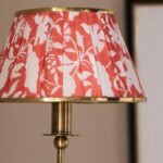 LEE RUCHED PRINTED SHADE BRASS SCONCE RED FLORAL PRINT