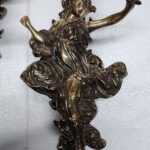 PAIR ANTIQUE VINTAGE OLD ART DECO NOUVEAU BRASS MERMAID WALL SCONCES LIGHT LAMP