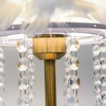 FEATHER TABLE LAMP WITH ROMANTIC CRYSTAL TASSELS LIGHT BROWN