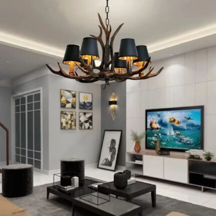 AFRALIA RETRO NORDIC ANTLERS PENDANT LAMP BRUSHED GOLD BLACK