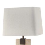 MADISON TABLE LAMP TRAVERTINE AND OFF WHITE LINEN