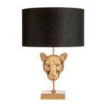 ELEGANT LEOPARD HEAD LAMP BASE WITH BLACK SHADE