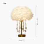 FEATHER TABLE LAMP WITH ROMANTIC CRYSTAL TASSELS LIGHT BROWN