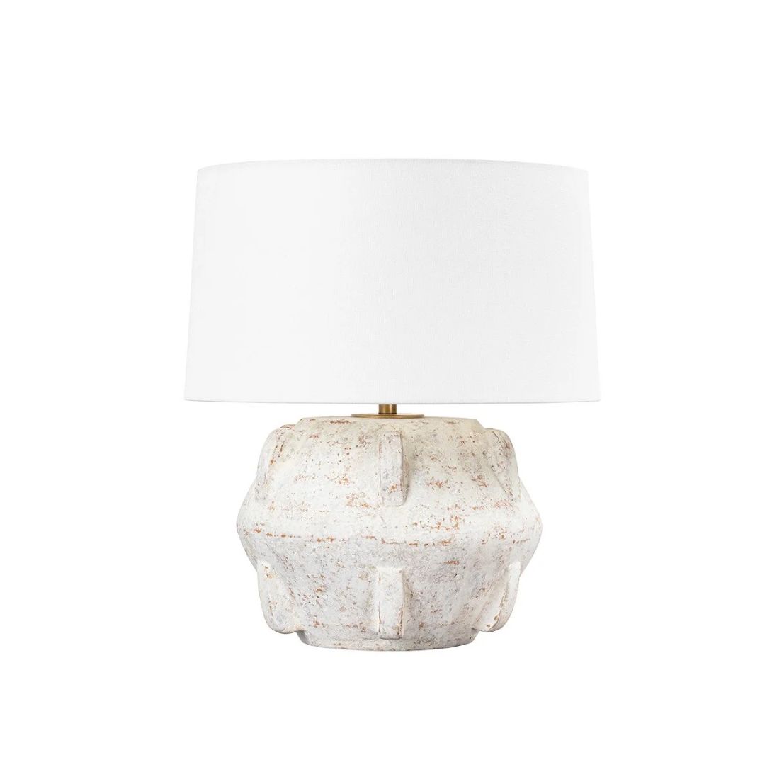 Untitled design (1) VANDA 1 LIGHT TABLE LAMP PATINA BRASS AND CERAMIC WHITEWASH TERRACOTTA