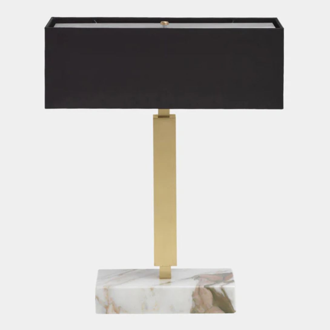 Untitled design (2) KARMA SATIN BRASS LUXURY TABLE LAMP WITH CALACATTA GOLD MARBLE BASE