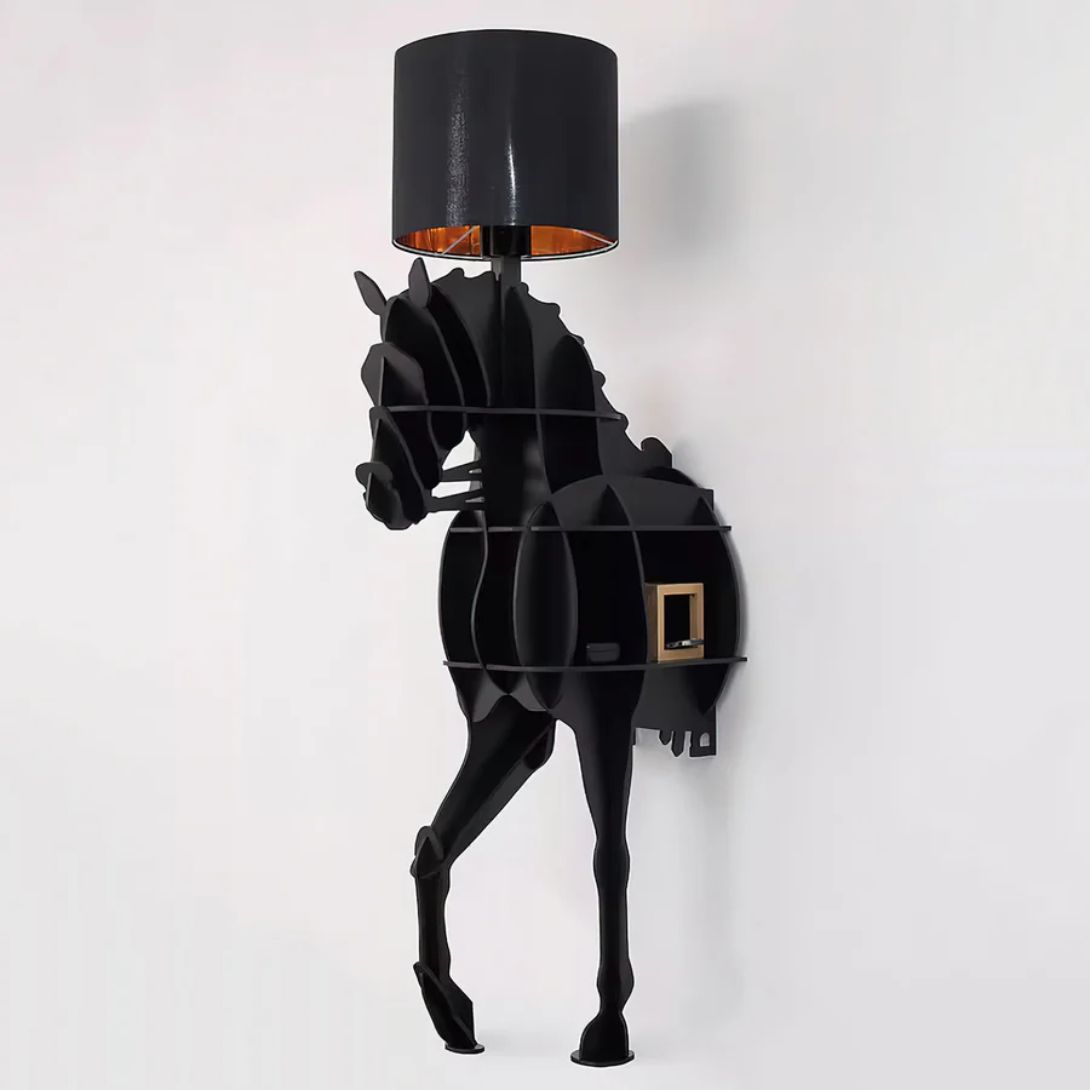 Black Tete Horse Lamp — animal sculpture lamp with fabric shade for modern living room lamps Black Tete Horse Lamp — animal sculpture lamp with fabric shade for modern living room lamps
