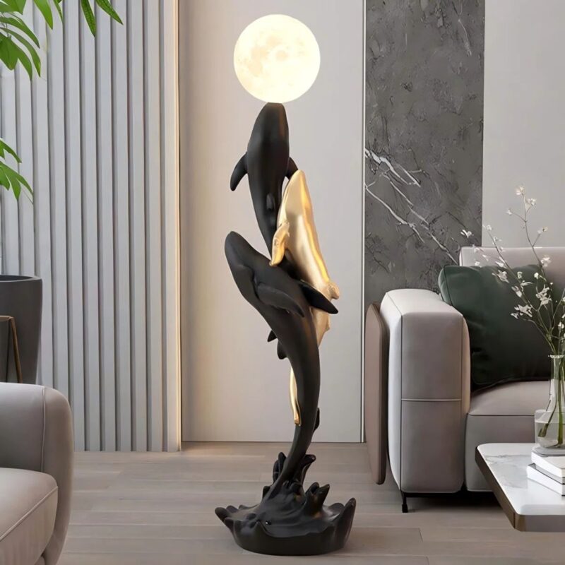 WHALE FLOOR SCULPTURE LIVING ROOM
