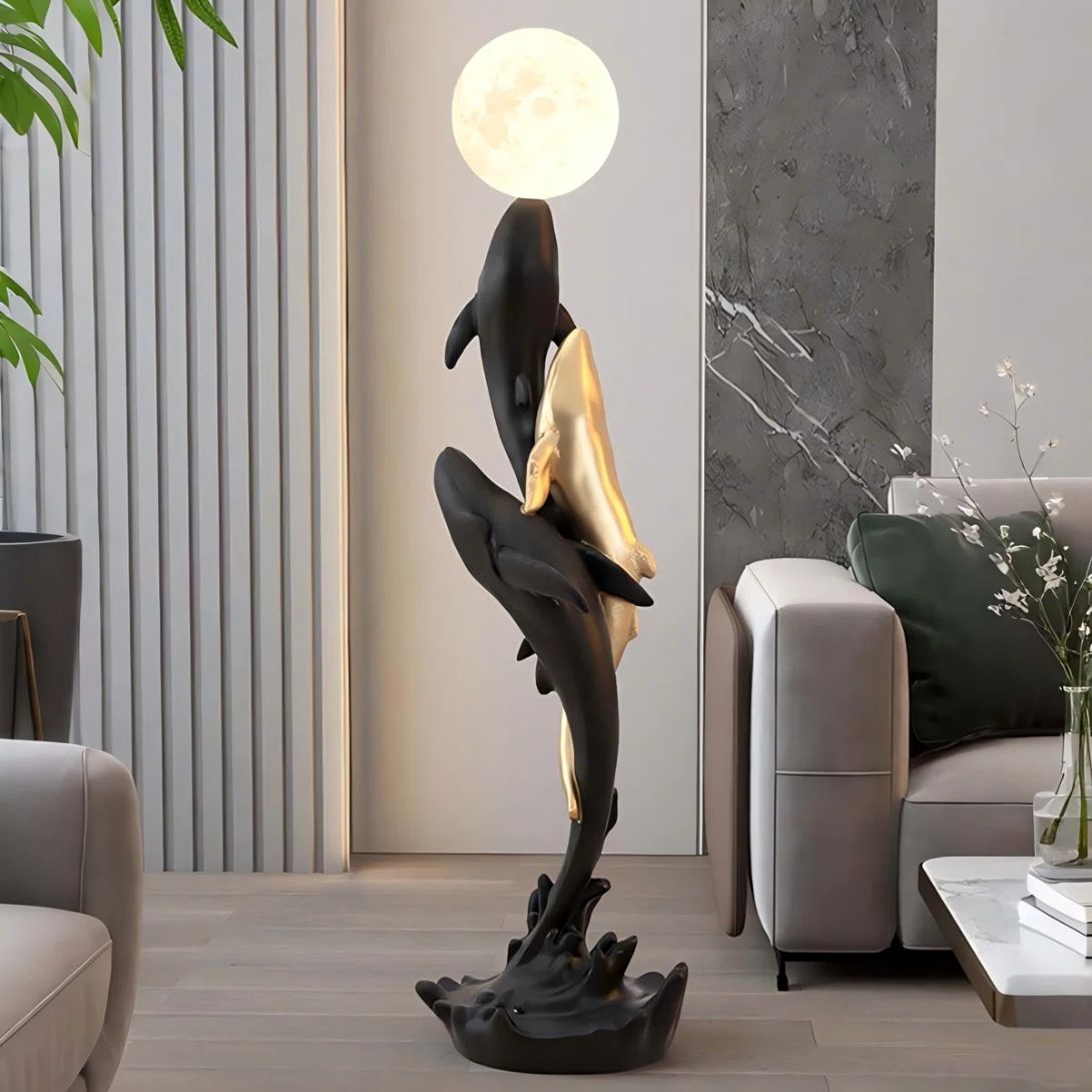 1 WHALE FLOOR SCULPTURE LIVING ROOM