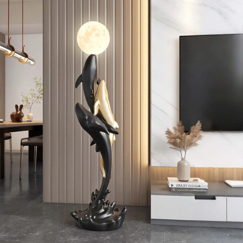 WHALE FLOOR SCULPTURE LIVING ROOM