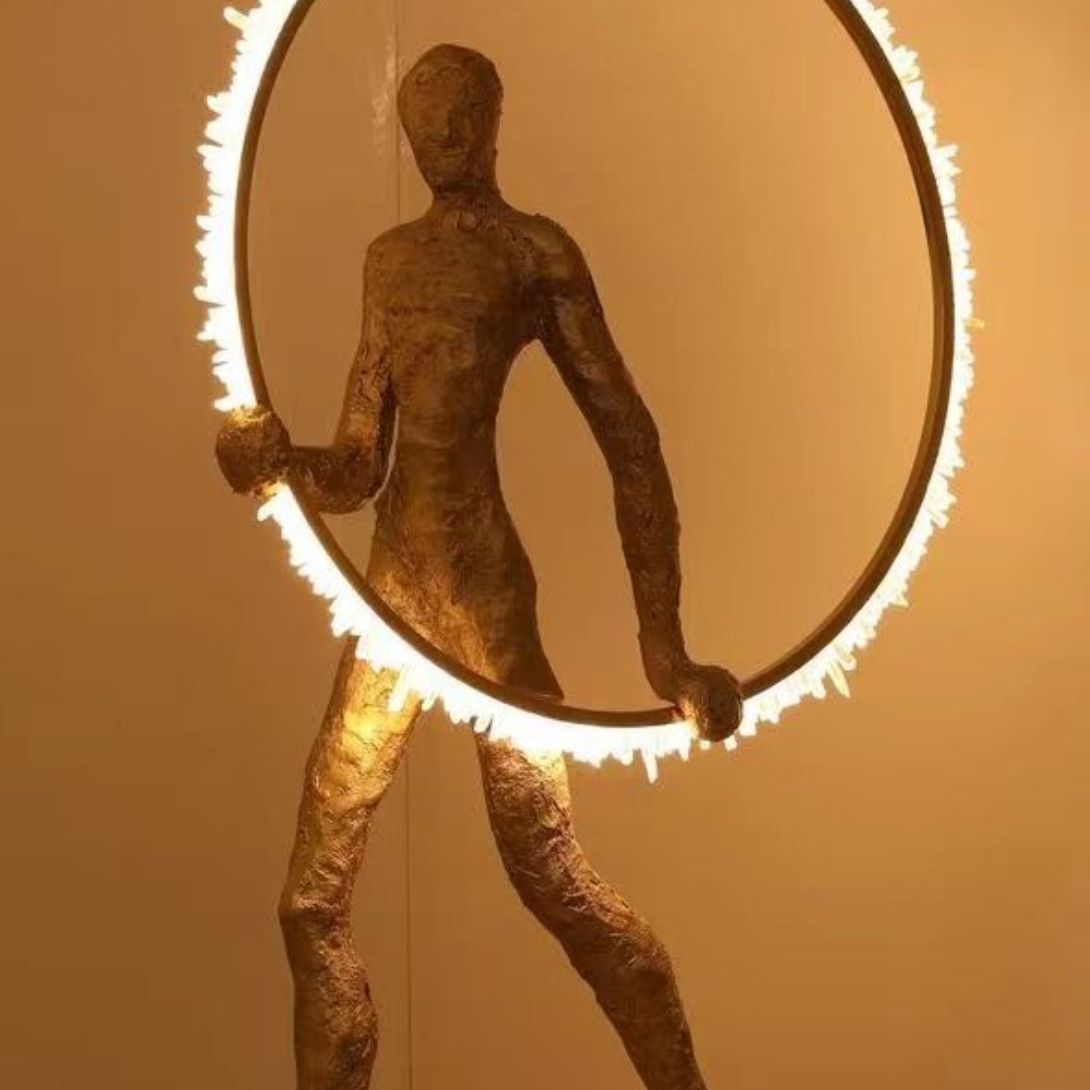 Untitled design (27) SCULPTURAL LED FLOOR LAMP WITH FIRE HOOP DESIGN