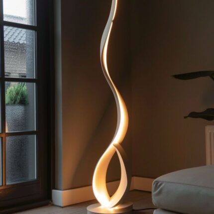 Curved Arc Floor Lamp — unique arched art deco floor lamp for modern living room lamp décor, available at Lume Art Gallery