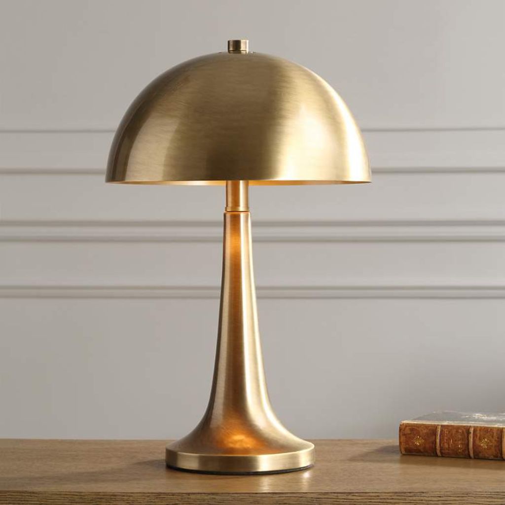 1 ANTIQUE BRASS DOME SHADE ACCENT TABLE LAMP