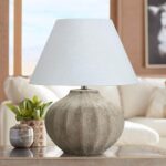 RIBBED SAND CERAMIC TABLE LAMP