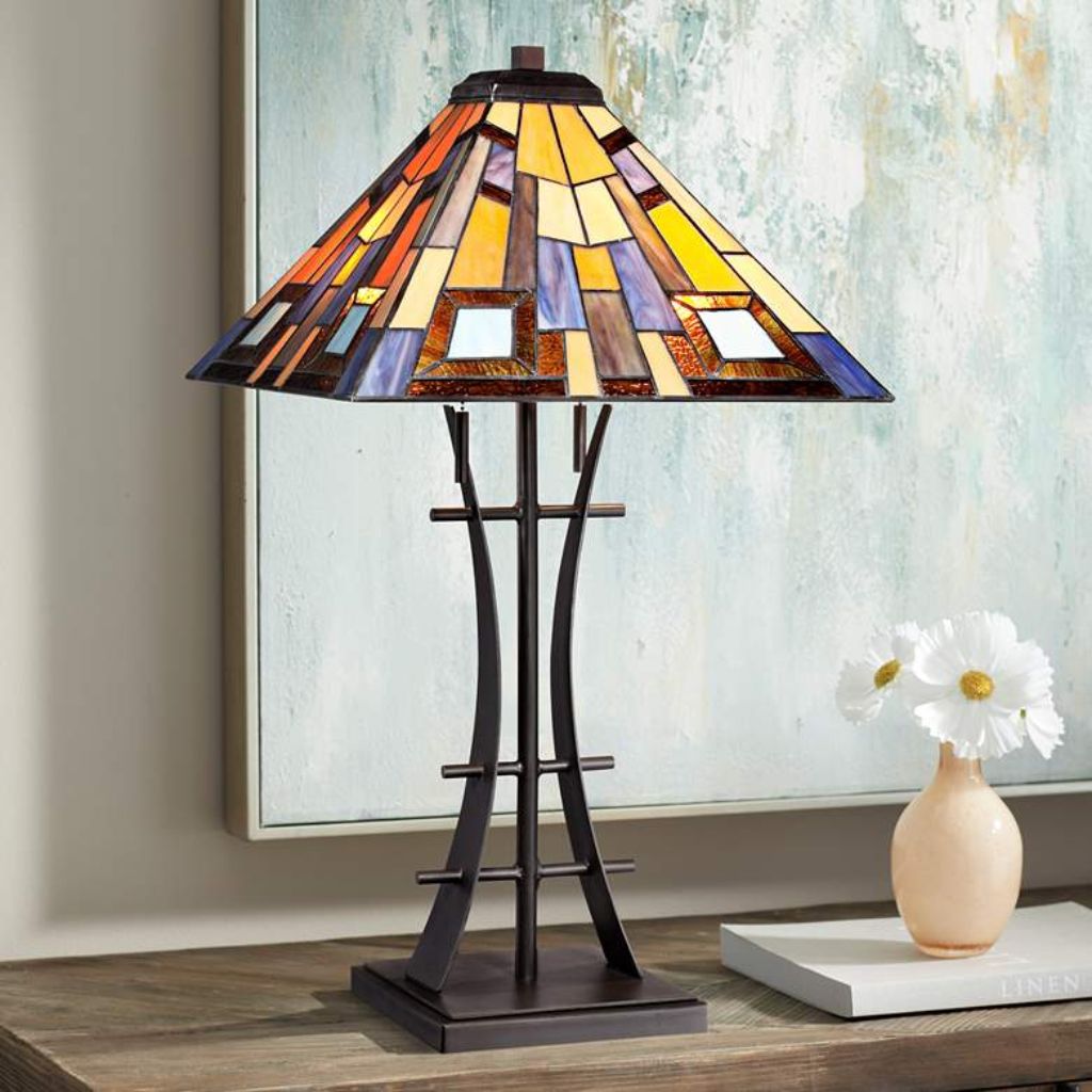 1 TIFFANY STYLE ART GLASS LAMP WITH DIMMER
