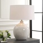 MODERN DRIPPED GRAY AND WHITE CERAMIC TABLE LAMP