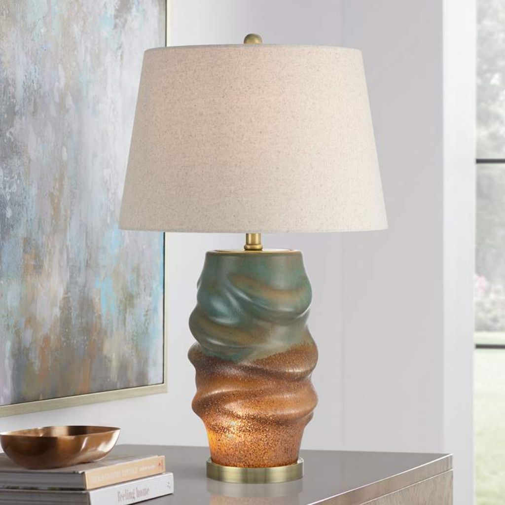 1 BLUE GOLD GLASS NIGHT LIGHT LAMP