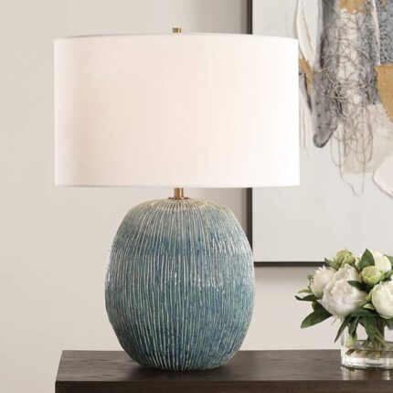 BLUE CERAMIC ACCENT TABLE LAMP