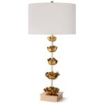 ADELINE FIVE GOLD FLOWERS BLOOM METAL TABLE LAMP