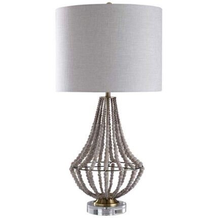 AURORA NATURAL WOOD BEADS CAGE TABLE LAMP