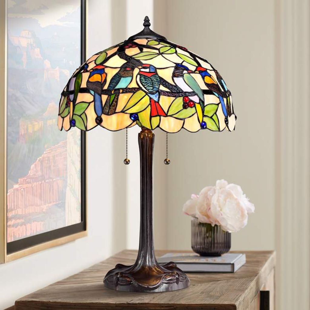 1 WOODLAND BIRDS TIFFANY STYLE TABLE LAMP