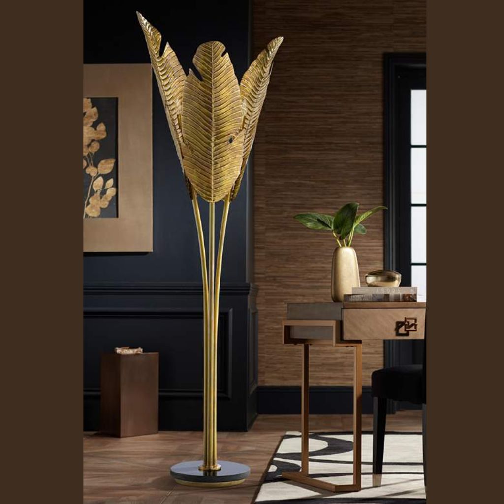 1 TROPICAL VINTAGE BRASS METAL FLOOR LAMP