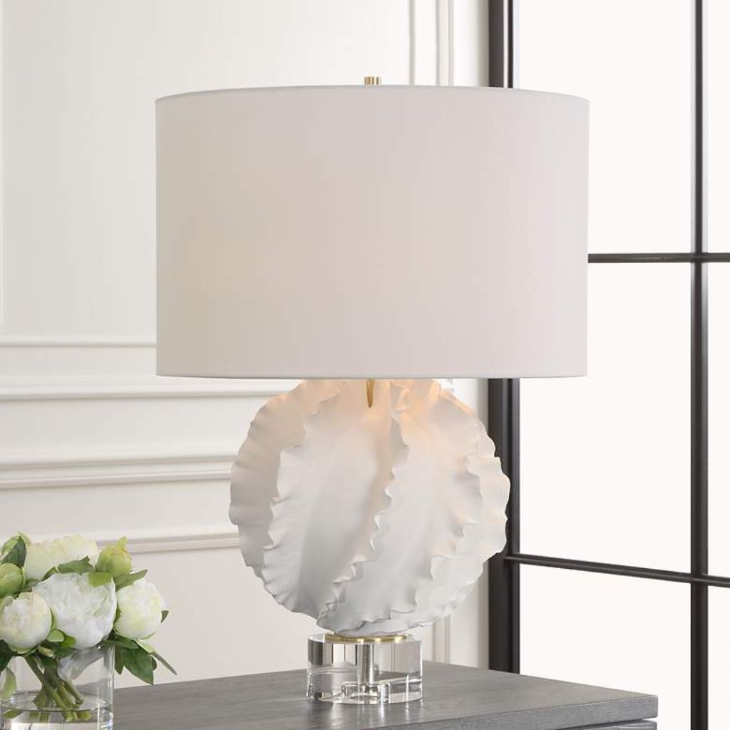 1 MODERN SATIN WHITE CERAMIC TABLE LAMP