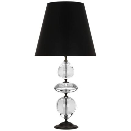 DEEP PATINA BRONZE AND CLEAR CRYSTAL TABLE LAMP