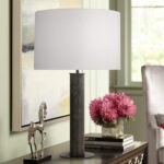 DEEP PATINA BRONZE COLUMN TABLE LAMP