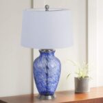 SKY BLUE ART GLASS JAR TABLE LAMP