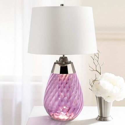 PLUM ART GLASS SMALL TABLE LAMP