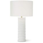 MODERN WHITE METAL COLUMN TABLE LAMP