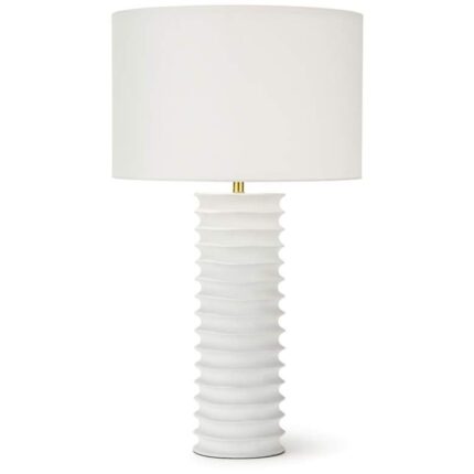 MODERN WHITE METAL COLUMN TABLE LAMP