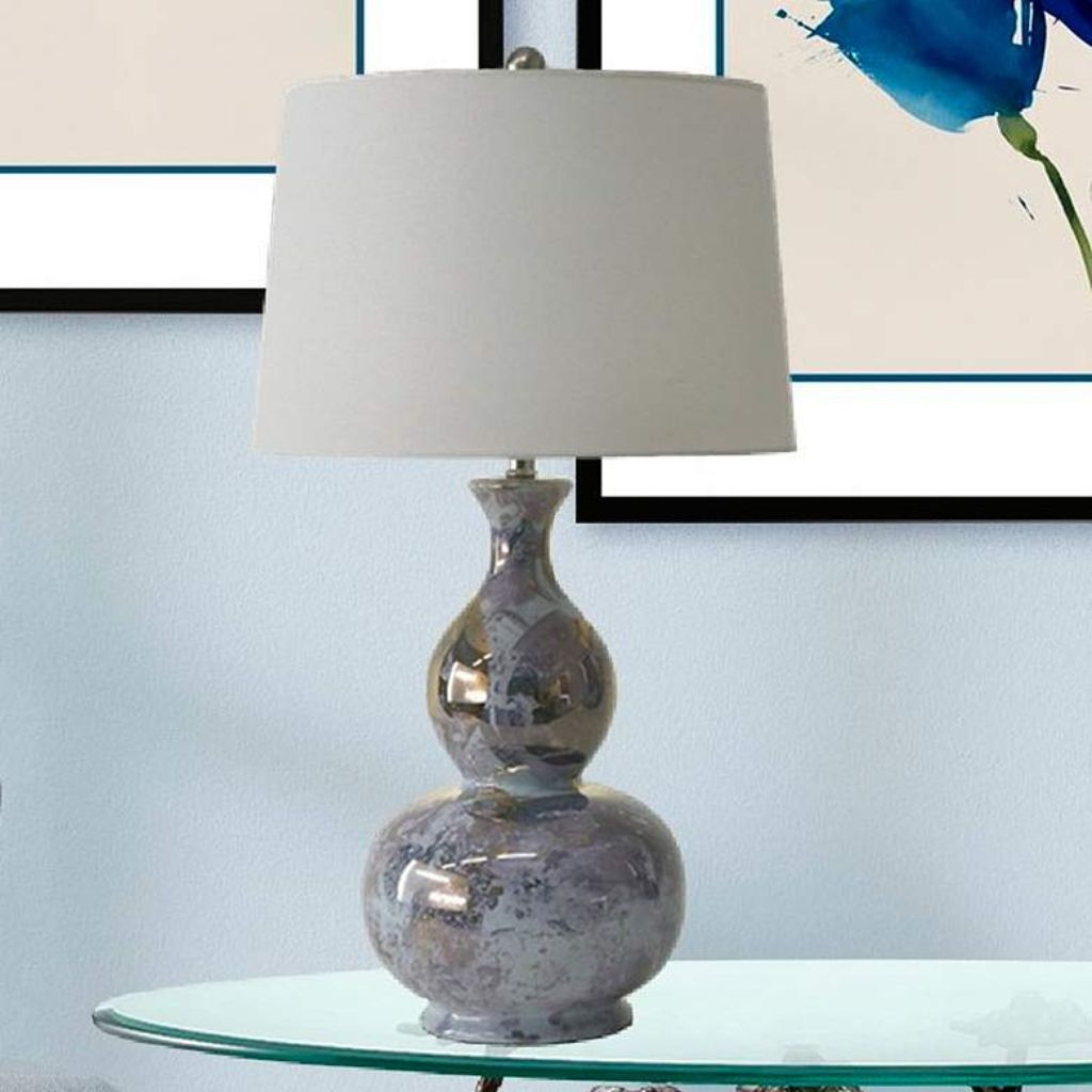 1 GLOSS BLUE MIST GRAY CERAMIC TABLE LAMP