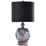 SMOKED GRAY GLASS TABLE LAMP
