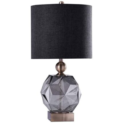 SMOKED GRAY GLASS TABLE LAMP