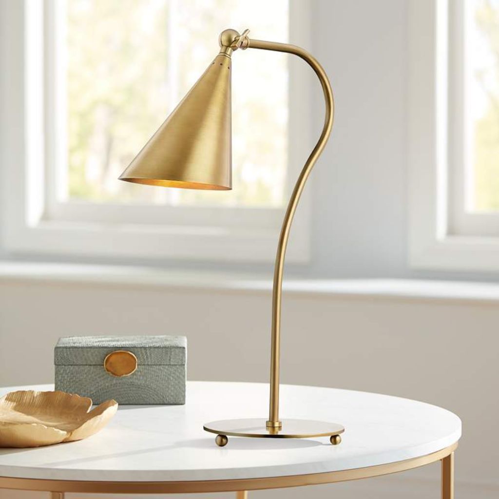 1 AGED BRASS METAL MODERN ACCENT TABLE LAMP