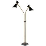 ANTIQUE BRASS 2 ARM FLOOR LAMP