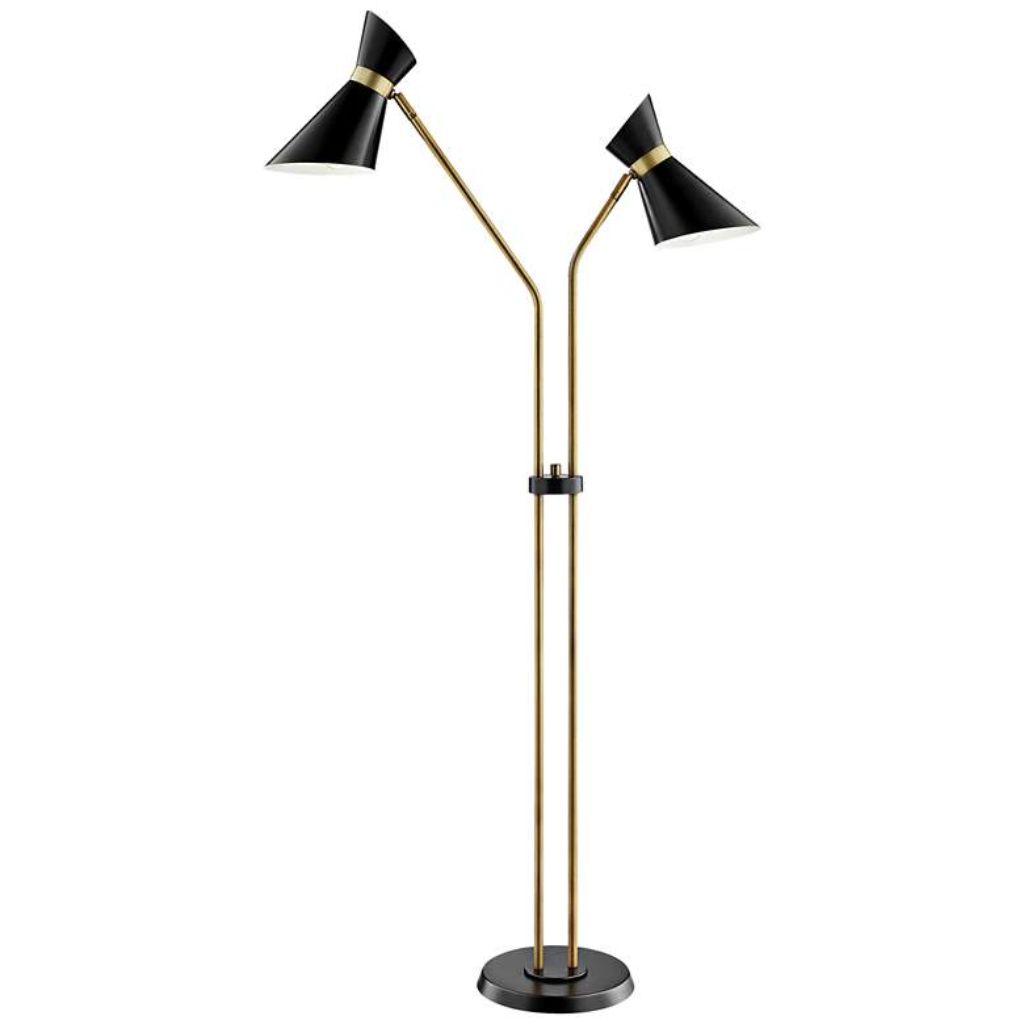1 ANTIQUE BRASS 2 ARM FLOOR LAMP