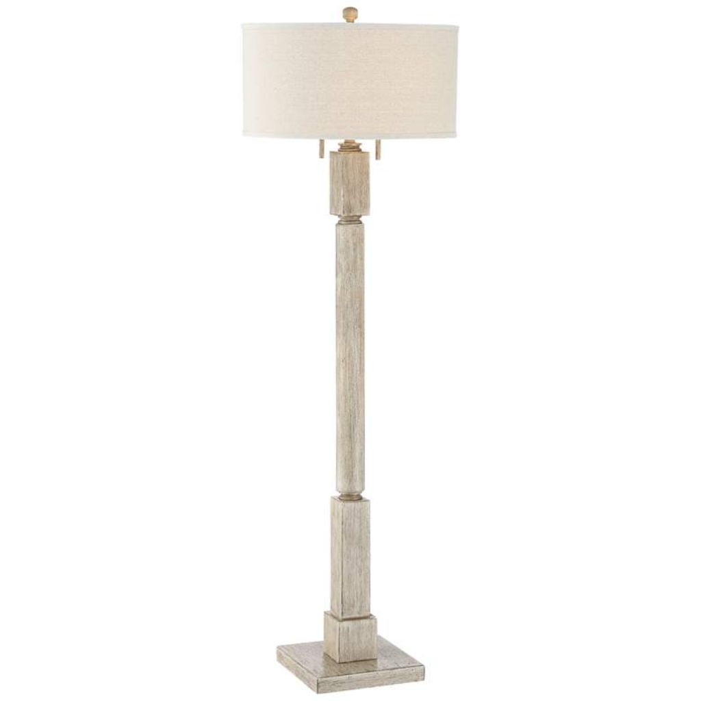 1 COASTAL RUSTIC PICKLED WOOD FLOOR LAMP