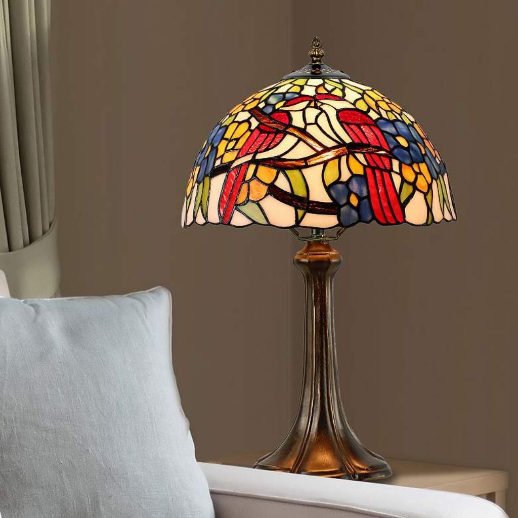 1 LOVEBIRDS FLORAL ANTIQUE BRONZE ACCENT TABLE LAMP