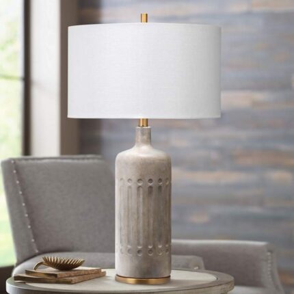 MODERN TEXTURED GRAY CEMENT TABLE LAMP