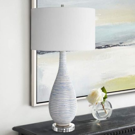 BLUE AND WHITE CERAMIC TABLE LAMP