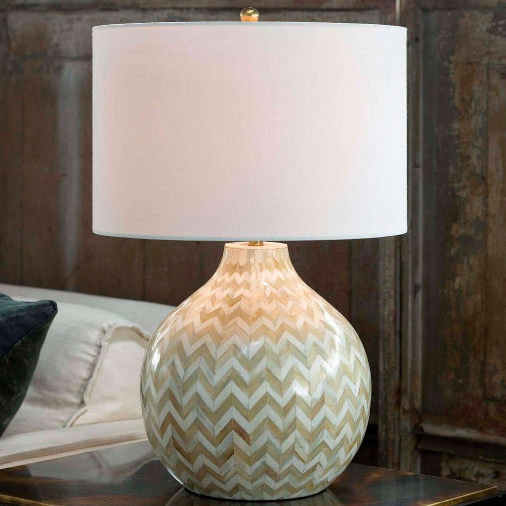 192_image2 MULTICOLOR BONE CHEVRON JUG TABLE LAMP