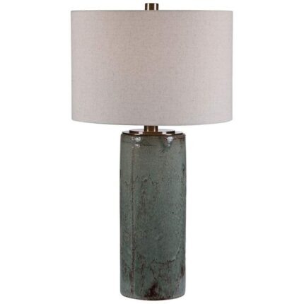 AQUA BLUE COLUMN CERAMIC TABLE LAMP