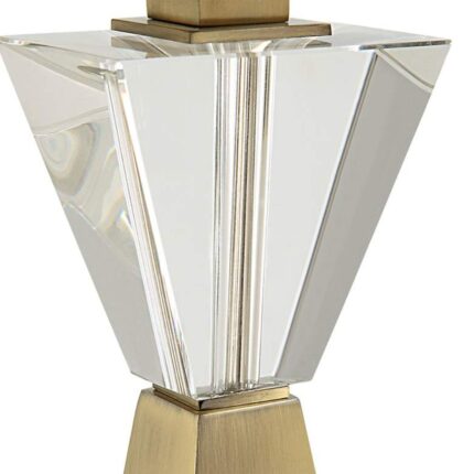 PLATED ANTIQUE BRASS AND CRYSTAL TABLE LAMP