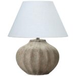 CLAMSHELL RIBBED SAND CERAMIC TABLE LAMP
