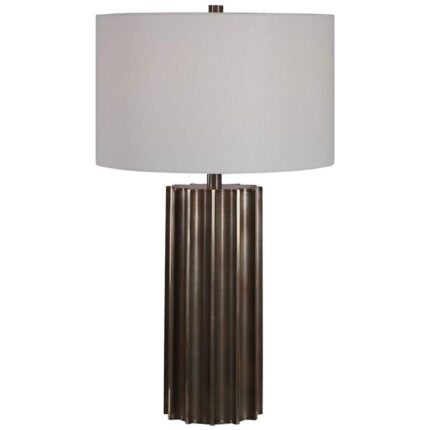 AGED GUNMETAL FLUTED TABLE LAMP