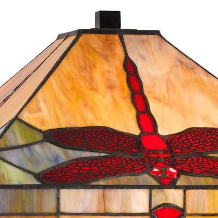CAL LIGHTING DRAGON FLY ART GLASS TABLE LAMP